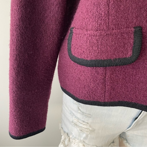 Vintage 100% Wool Principles Round Neck Blazer Jacket Purple Plum Button Down - Picture 6 of 8